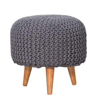 Keeva Grey Round Footstool
