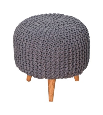 Keeva Grey Round Footstool