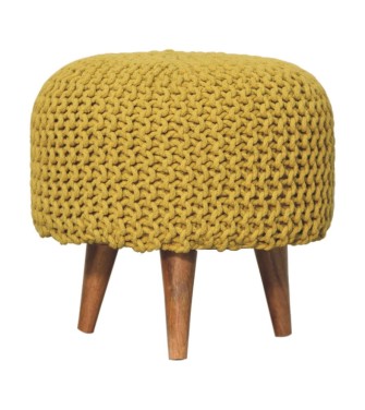 Keeva Mustard Round Footstool