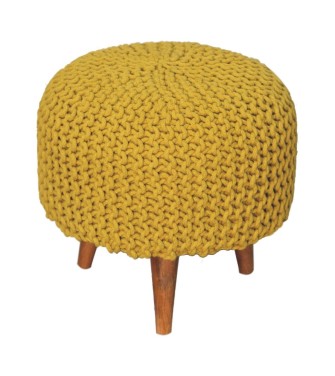 Keeva Mustard Round Footstool