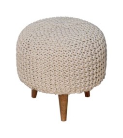 Keeva White Round Footstool