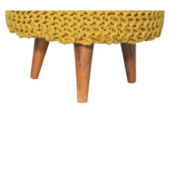 Keeva Mustard Round Footstool