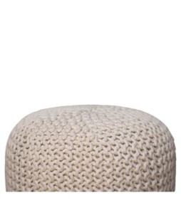 Keeva White Round Footstool