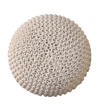 Keeva White Round Footstool