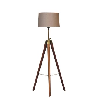 Lampadaire trépied fixe plaqué laiton