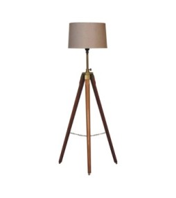 Lampadaire trépied fixe plaqué laiton