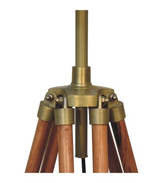 Lampadaire en bois, laiton et teck
