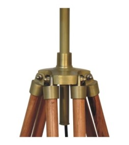 Lampadaire en bois, laiton et teck