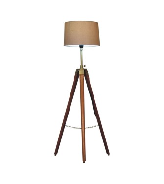 Lampadaire trépied fixe plaqué laiton