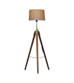 Lampadaire trépied fixe plaqué laiton
