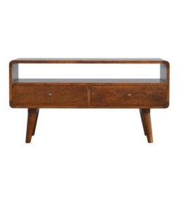Curved Chestnut Media Unit