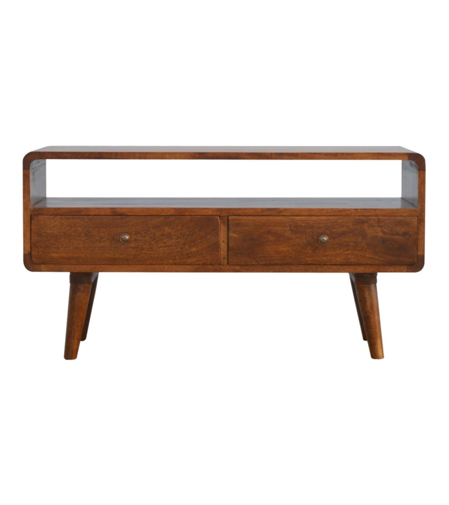 Curved Chestnut Media Unit