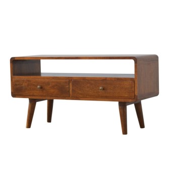 Curved Chestnut Media Unit