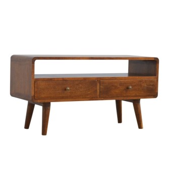 Curved Chestnut Media Unit