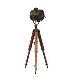 Lampadaire trépied pliable en laiton antique