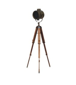 Lampadaire trépied pliable en laiton antique