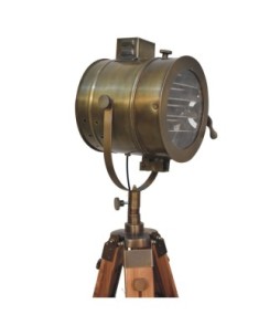 Lampadaire trépied pliable en laiton antique
