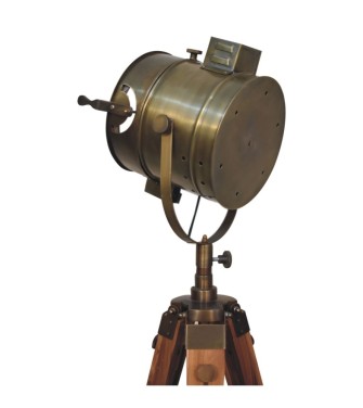 Lampadaire trépied pliable en laiton antique