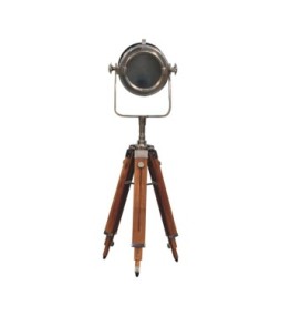 Lampadaire à projecteur chromé avec filet