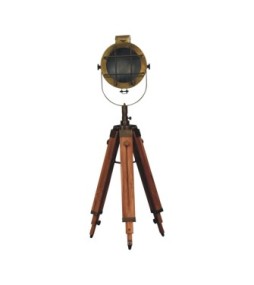 Lampadaire projecteur en laiton avec cage
