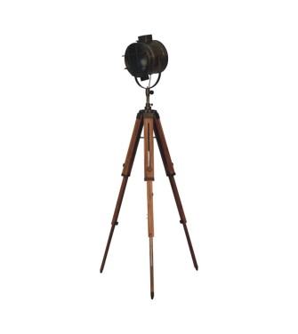 Lampadaire projecteur en laiton avec cage