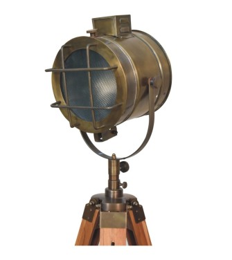 Lampadaire projecteur en laiton avec cage