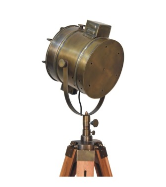 Lampadaire projecteur en laiton avec cage
