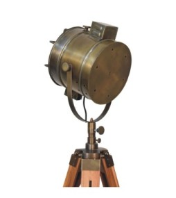 Lampadaire projecteur en laiton avec cage
