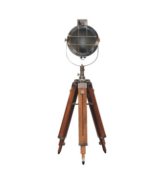 Lampadaire à projecteur chromé avec cage