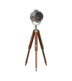 Lampadaire à projecteur chromé avec cage