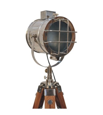 Lampadaire à projecteur chromé avec cage