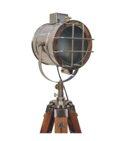 Lampadaire à projecteur chromé avec cage