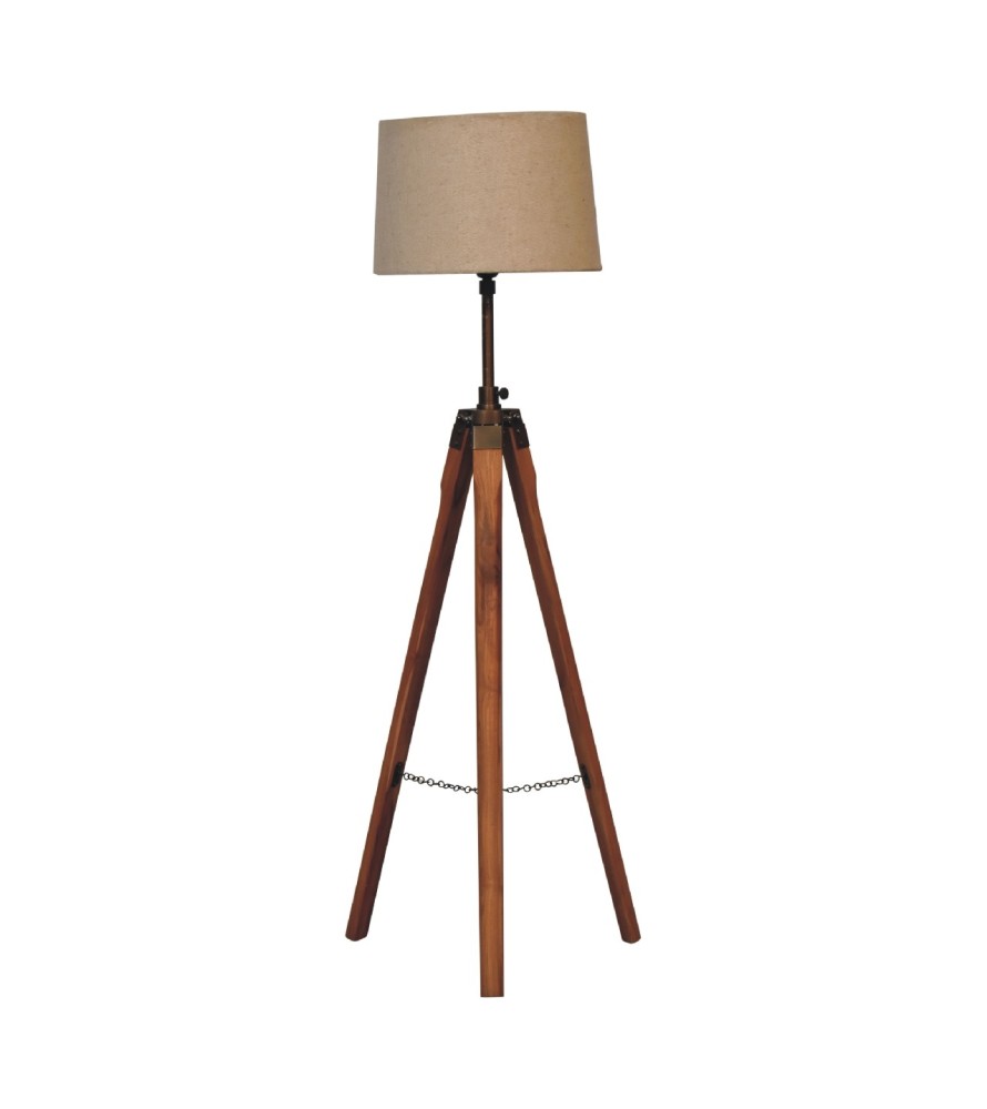 Lampadaire trépied fixe en laiton