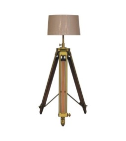 Lampadaire en laiton et bois