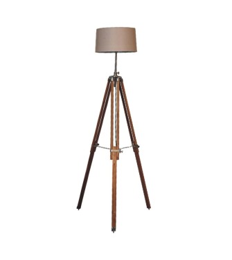 Lampadaire en chrome et bois teck