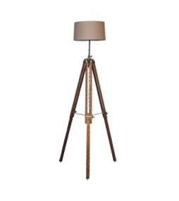 Lampadaire en chrome et bois teck
