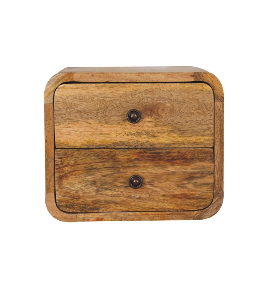 Table de chevet flottante Mini Curve aspect chêne