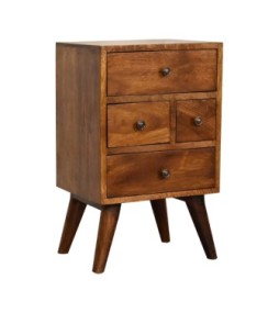 Table de chevet 4 tiroirs couleur finition châtaigne multicolore
