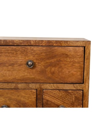 Table de chevet 4 tiroirs couleur finition châtaigne multicolore