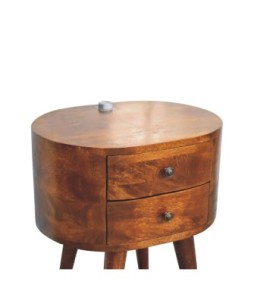 Table de chevet finition châtaigne avec lampe de lecture