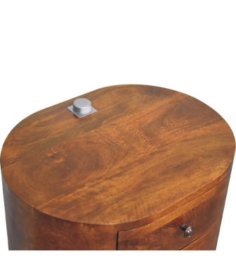 Table de chevet finition châtaigne avec lampe de lecture