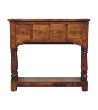 Chestnut 4 Drawer Console Table