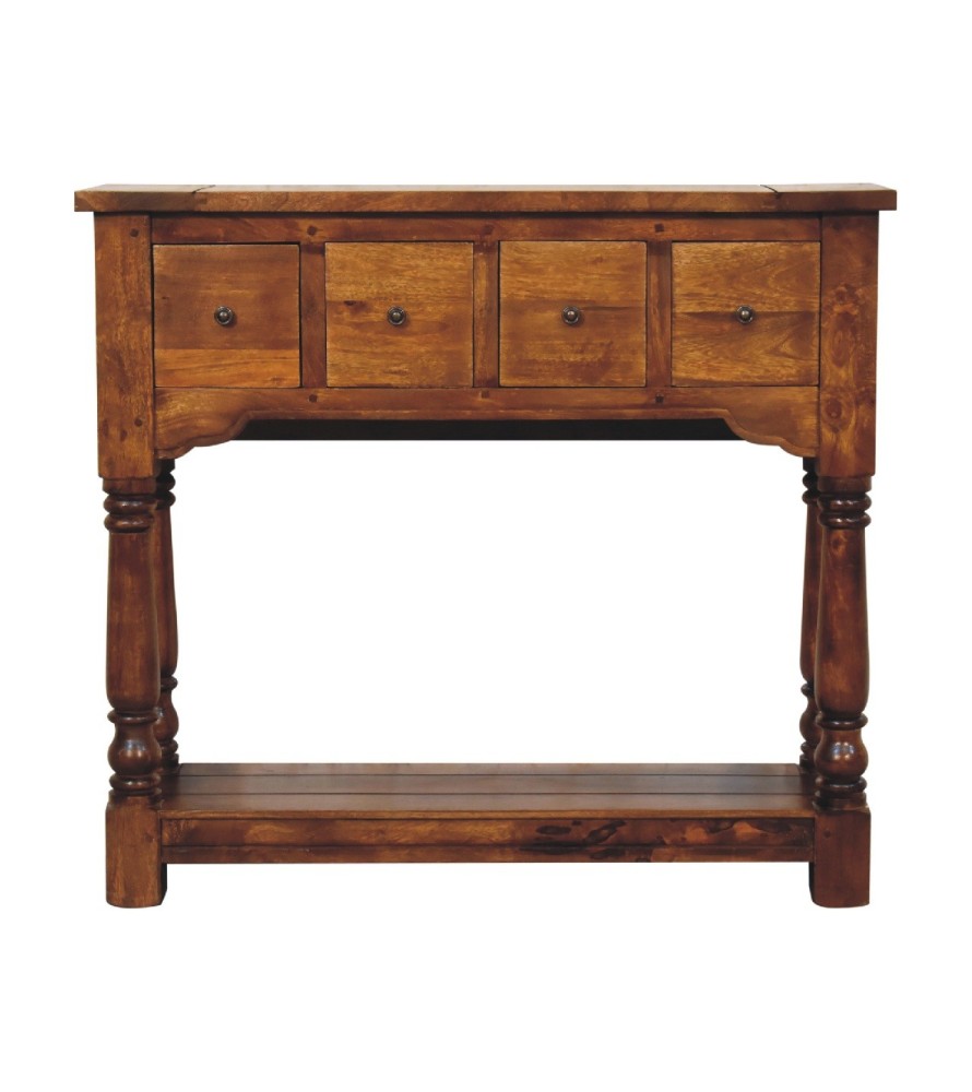 Chestnut 4 Drawer Console Table