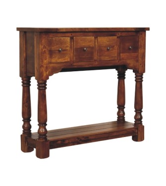 Chestnut 4 Drawer Console Table