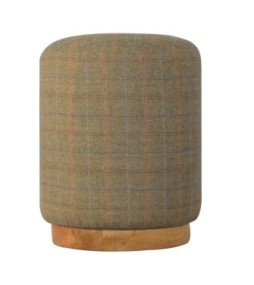 Repose-pieds rond en tweed multicolore