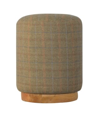 Repose-pieds rond en tweed multicolore