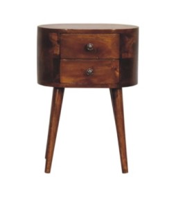 Table de chevet arrondie Mini - finition châtaigne