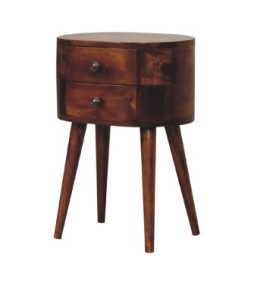 Table de chevet arrondie Mini - finition châtaigne