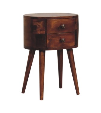 Table de chevet arrondie Mini - finition châtaigne