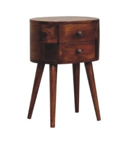 Table de chevet arrondie Mini - finition châtaigne